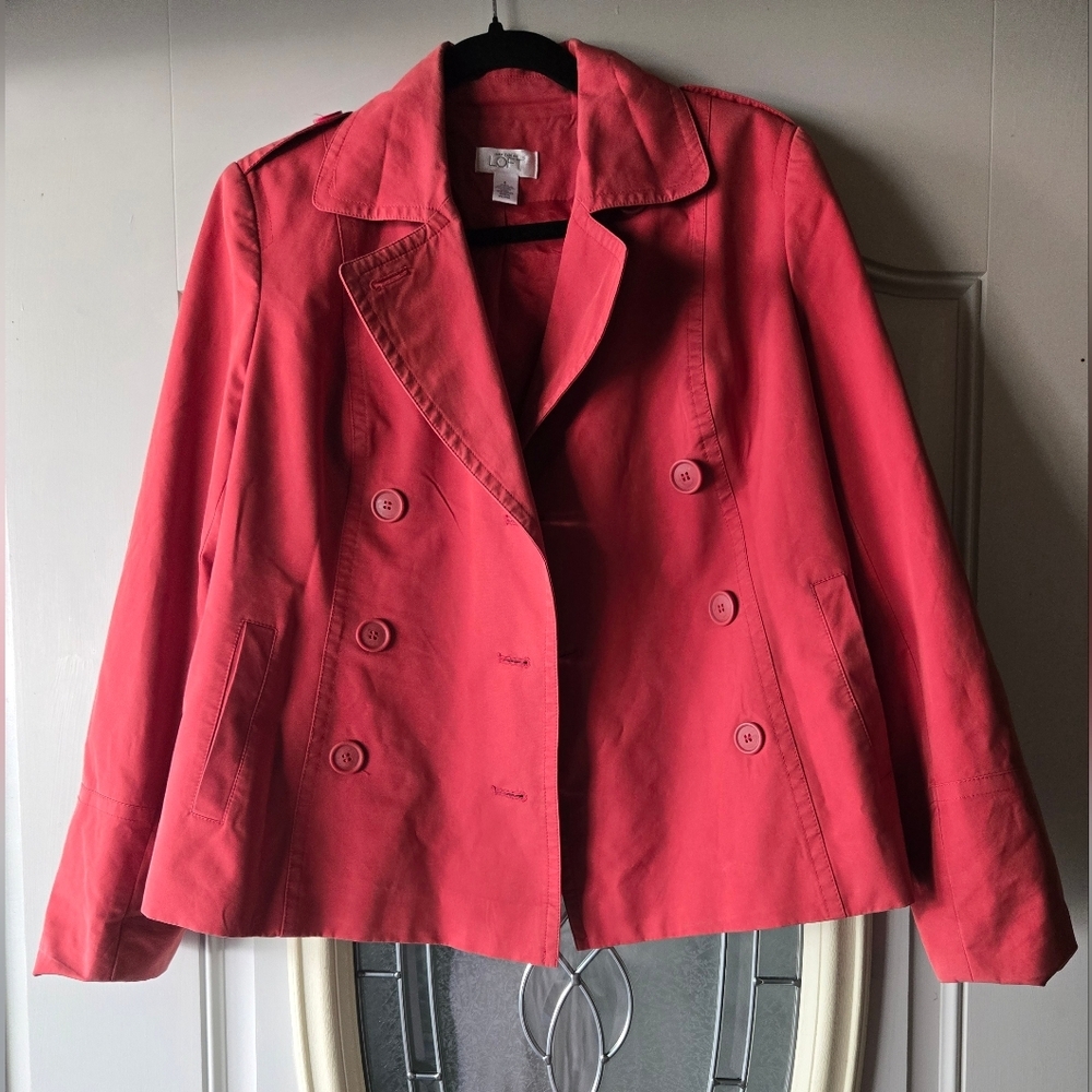 LOFT Coralā Short Trench Jacket Womenās Size 4 Cotton Blend